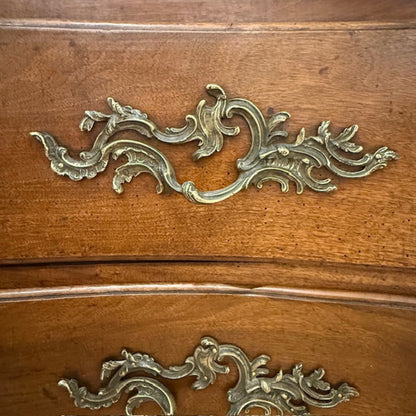Early Provincial French Commode With Elaborate Brass Escutcheons