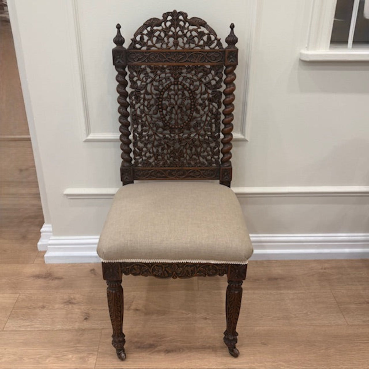 Antique Anglo-Indian Carved Chair – 19th Century Masterpiece