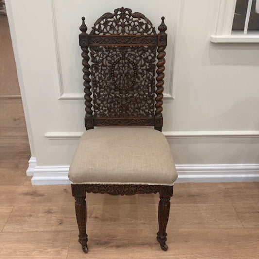 Antique Anglo-Indian Carved Chair – 19th Century Masterpiece