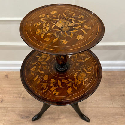 Antique Dutch Marquetry Two-Tier Dumbwaiter