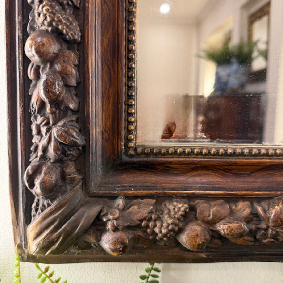 Antique Italian Carved Mirror With Crest – Late 19th Century
