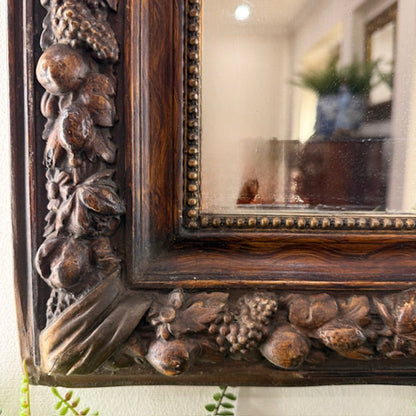 Antique Italian Carved Mirror With Crest – Late 19th Century