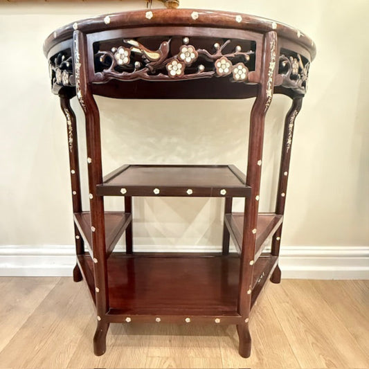 Oriental Demi-Lune Table With Fine Mother-of-Pearl Inlay – Mid-20th Century