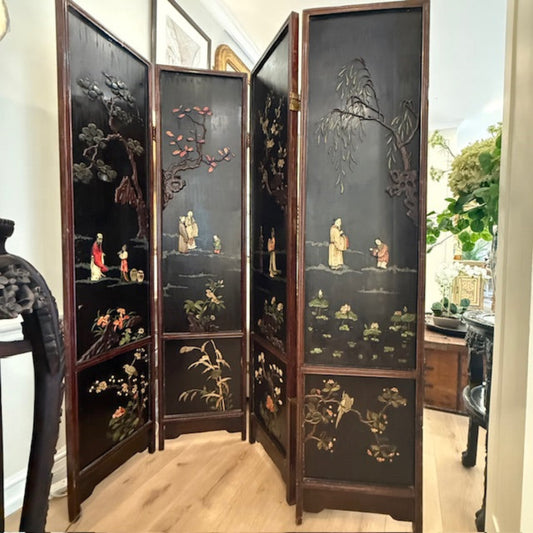 Oriental Hand-Painted Folding Screen