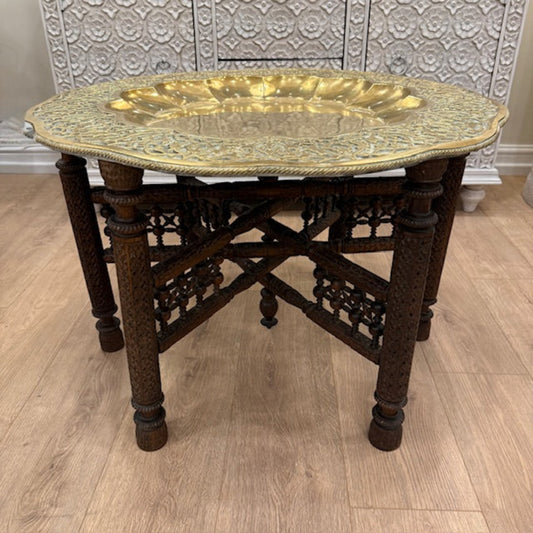 Original Decorative Brass Tray Top Folding Table