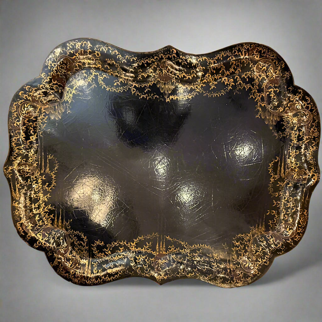 Antique Hand-Painted Papier-Mâché Tray