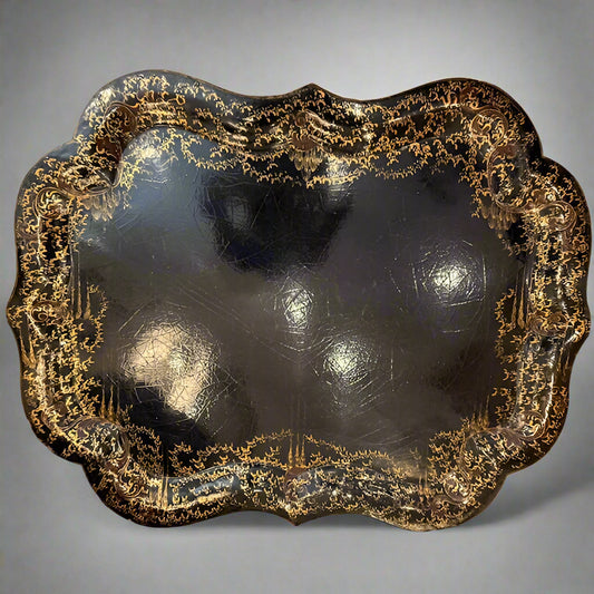 Antique Hand-Painted Papier-Mâché Tray