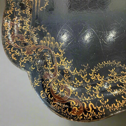 Antique Hand-Painted Papier-Mâché Tray