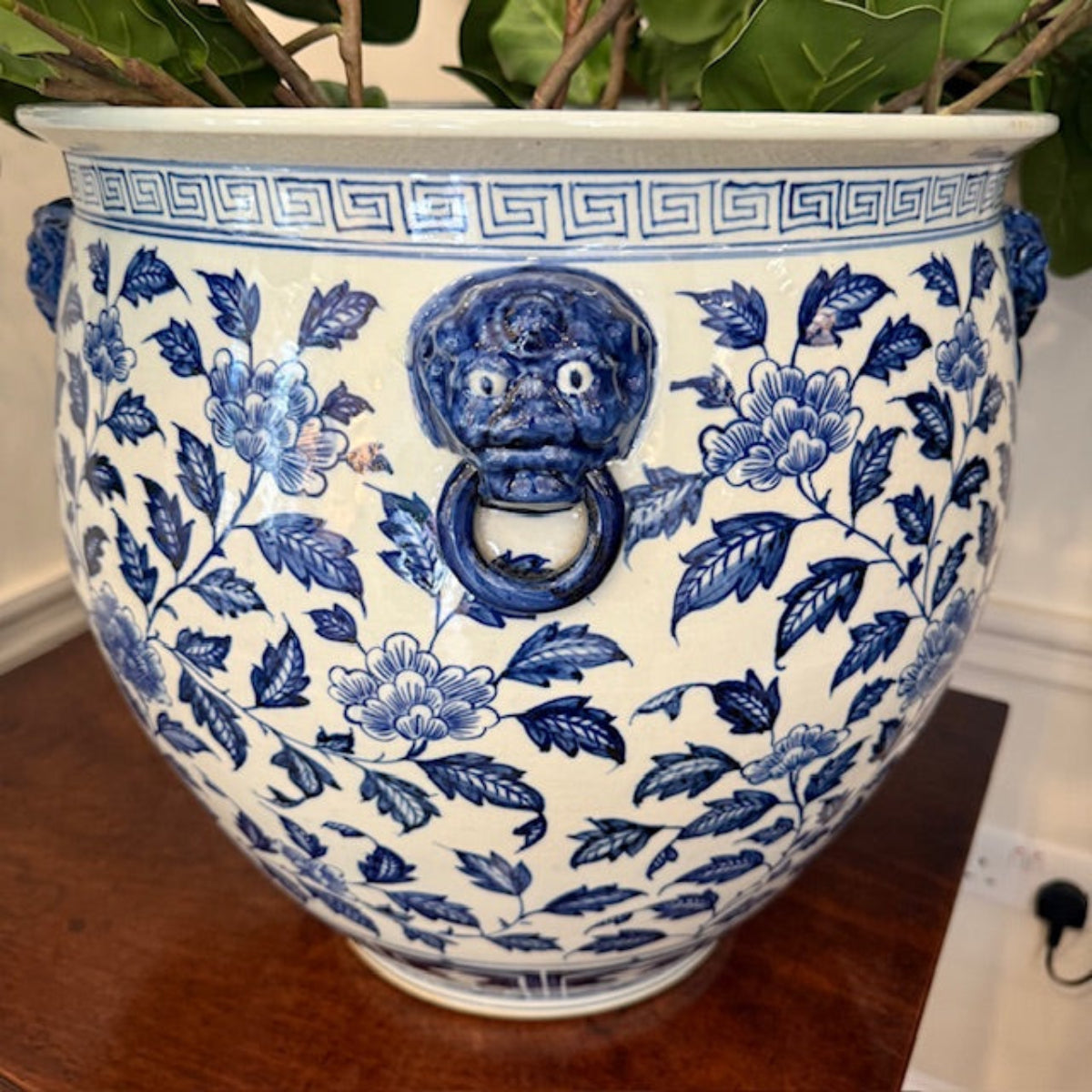 Jingdezhen Hand-Painted Blue & White XL Floral Planter