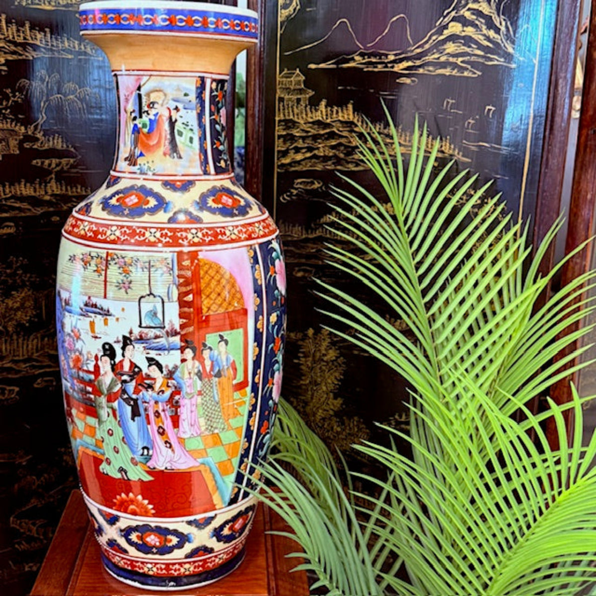 Tall Oriental Vase With Figures