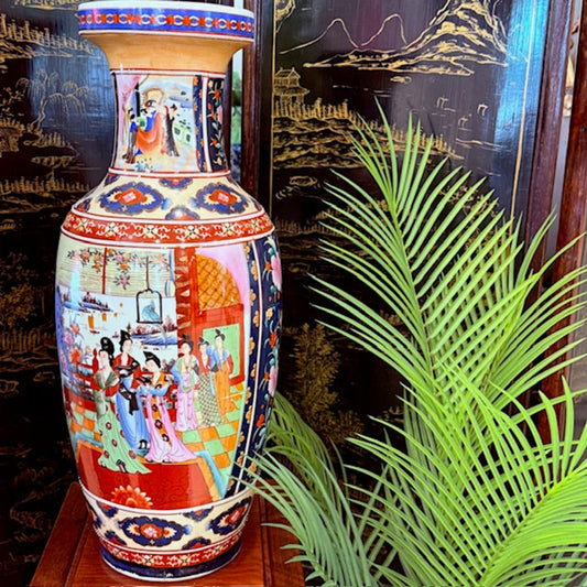 Tall Oriental Vase With Figures