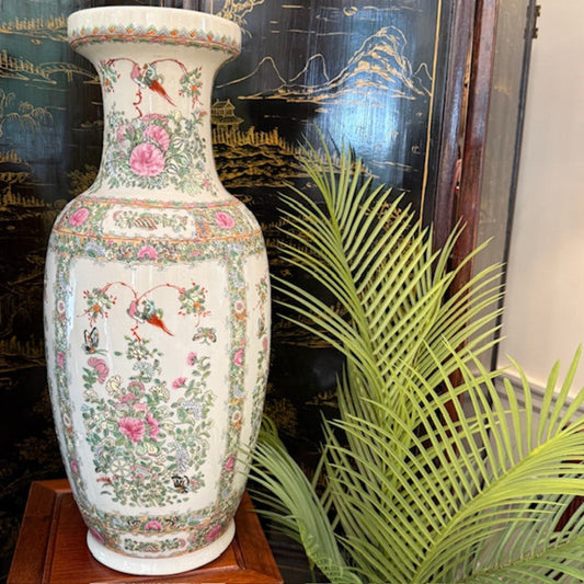 Tall Oriental Floral Vase