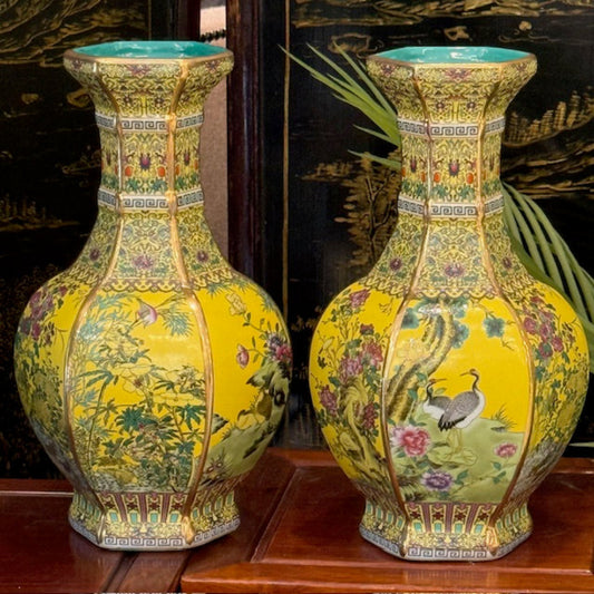 A Pair Of Imperial Yellow Chinese Vases