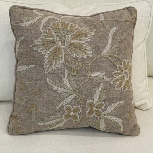 Hand Embordered Crewel Work Cushion