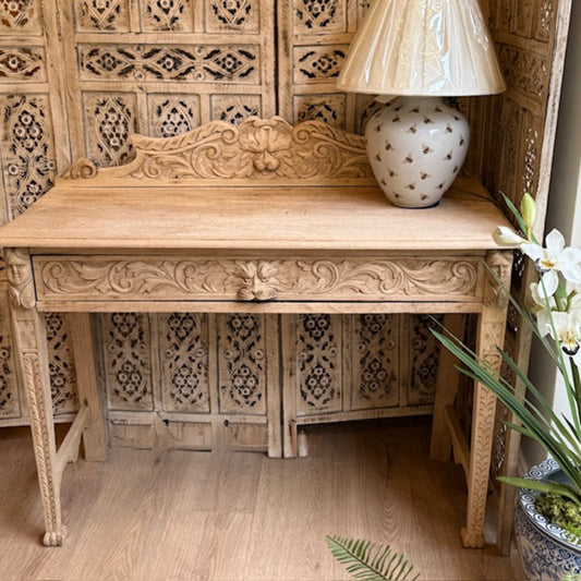 Dutch Carved Bleached Oak Desk