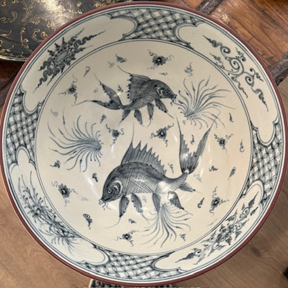 Deep Hand Painted Fish Bowl