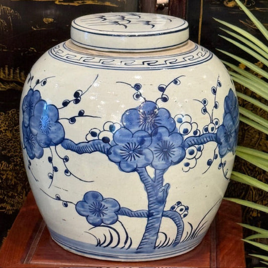 Jingdezhen Hand-Painted Blue & White Floral Ginger Jar