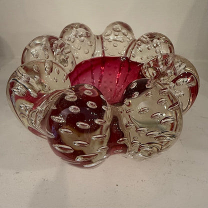 Pink Art glass bubble bowl