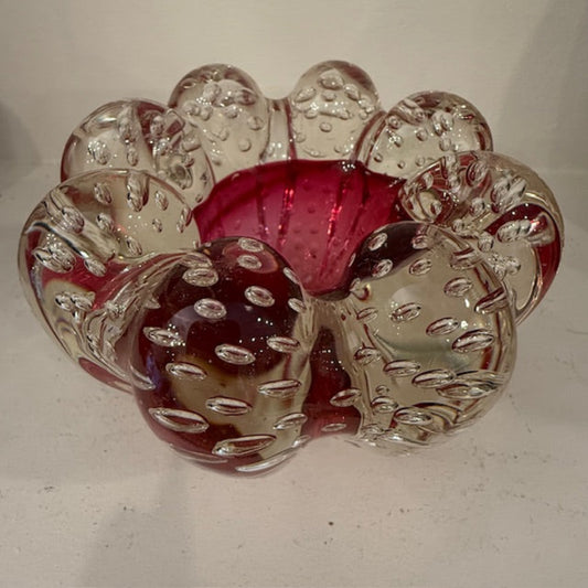 Pink Art glass bubble bowl