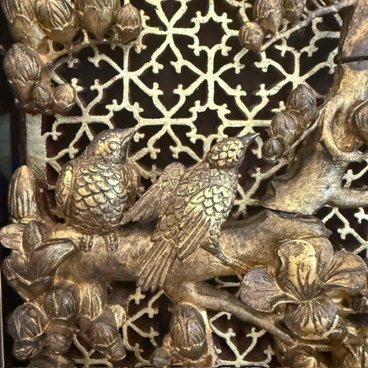 Antique Black & Gold Chinoiserie Screen