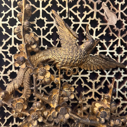 Antique Black & Gold Chinoiserie Screen