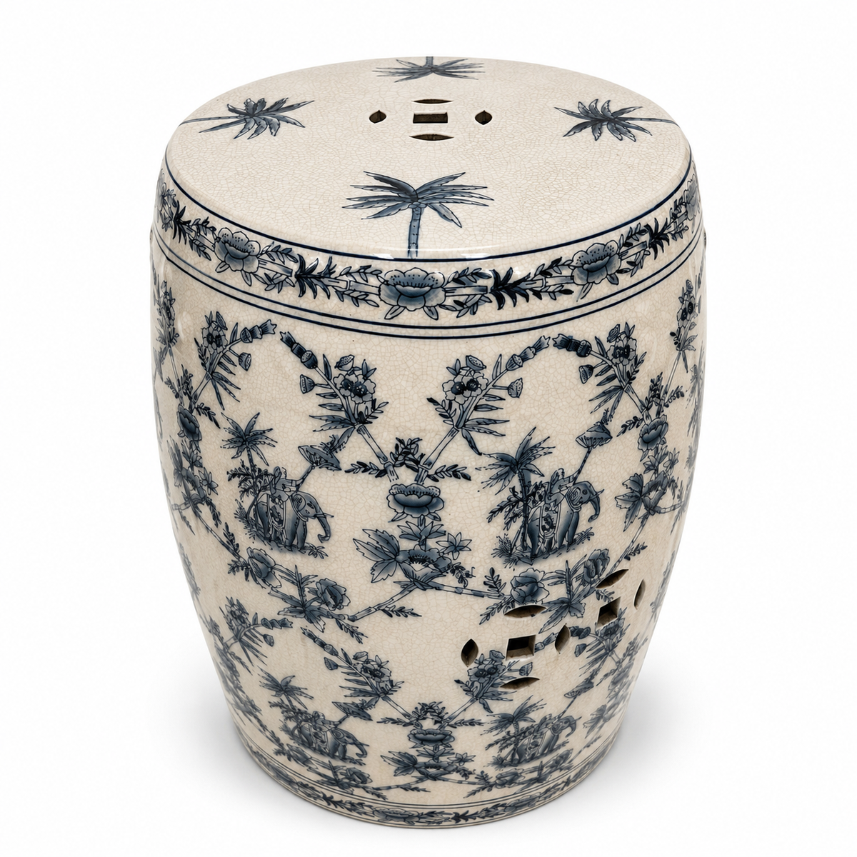 Coromandel Bleu Ceramic Stool