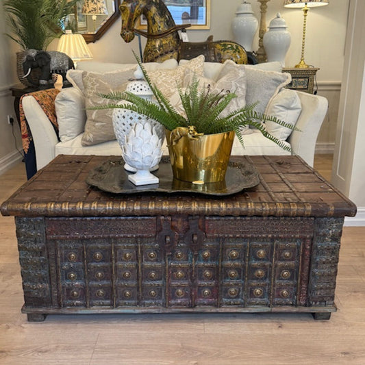 Antique Indian Iron-Strapped Chest