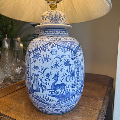 Blue & White Hand-Painted Ceramic Lamp Base
