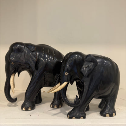 A Pair of Hand‑Carved Elephants