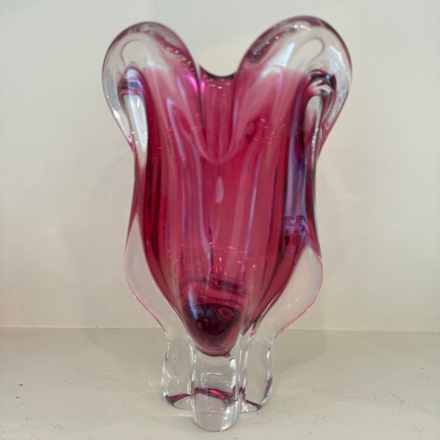 Rich Pink Hand‑blown Czech Art‑Glass Vase