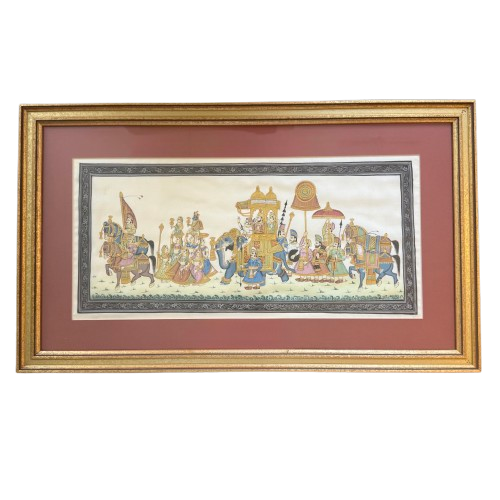 Hand Painted Indo-Persian Procession Scene – Watercolour