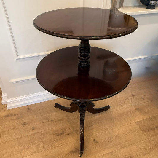 Mahogany Dumbwaiter with Revolving Top Tier