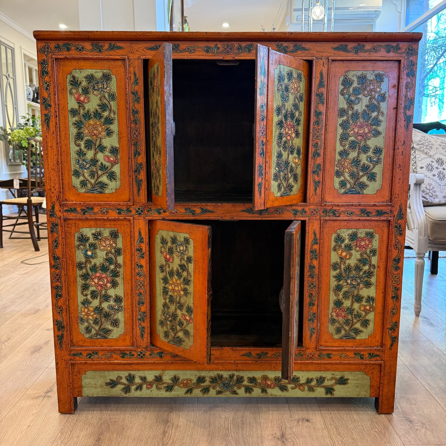 Oriental Hand‑Painted Cabinet