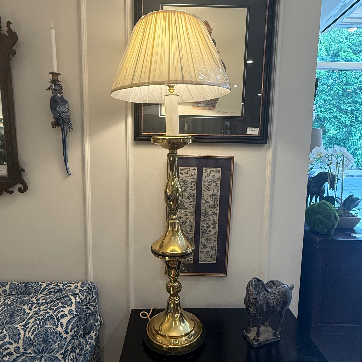 Large Vintage Brass Candlestick Table Lamp