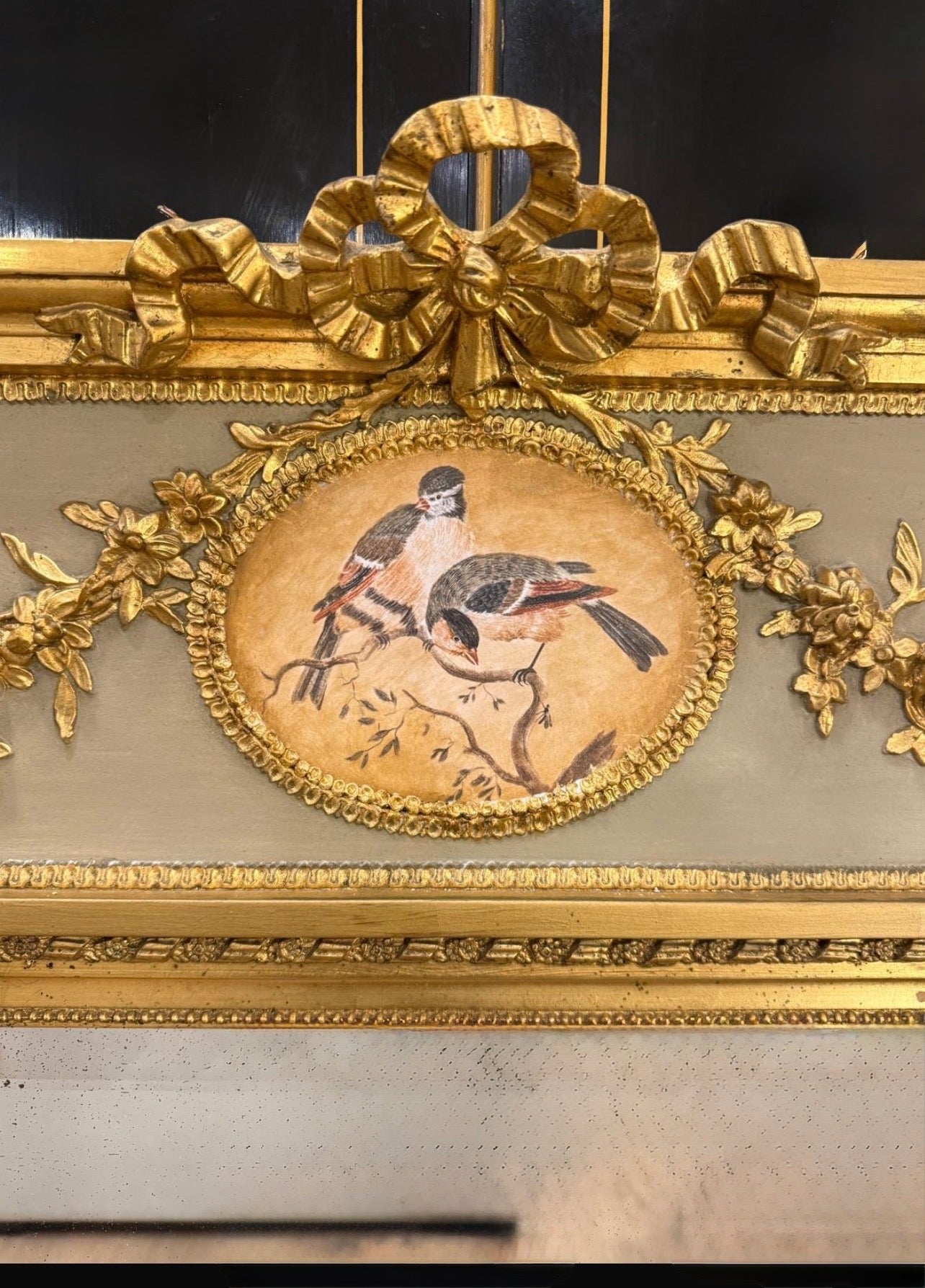 Antique Continental Painted & Gold Mirror