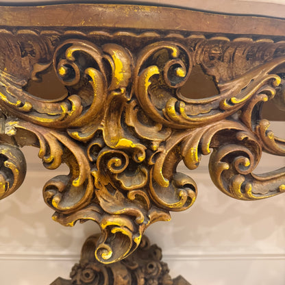 Vintage Venetian Rococo Console Table with Marble Top