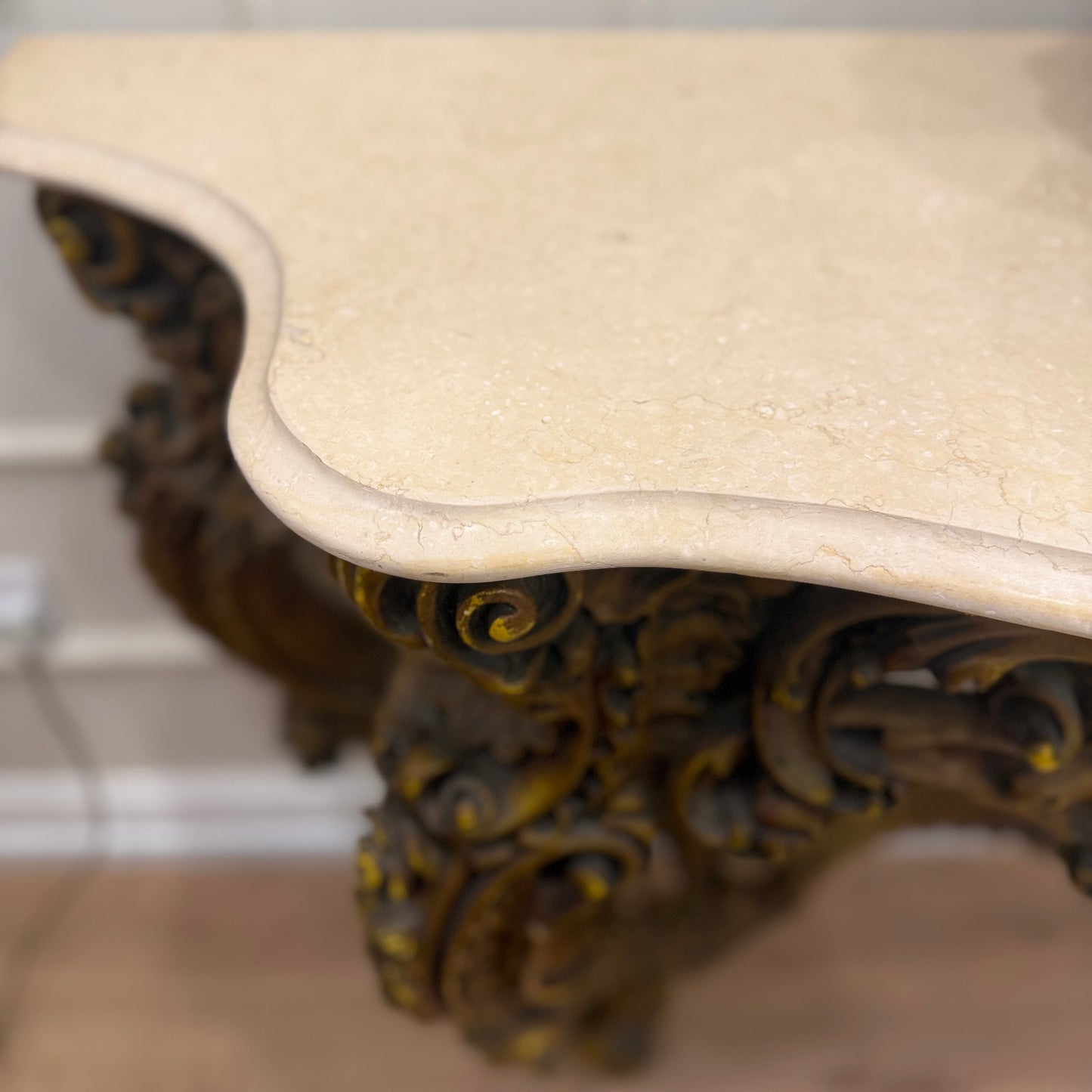 Vintage Venetian Rococo Console Table with Marble Top