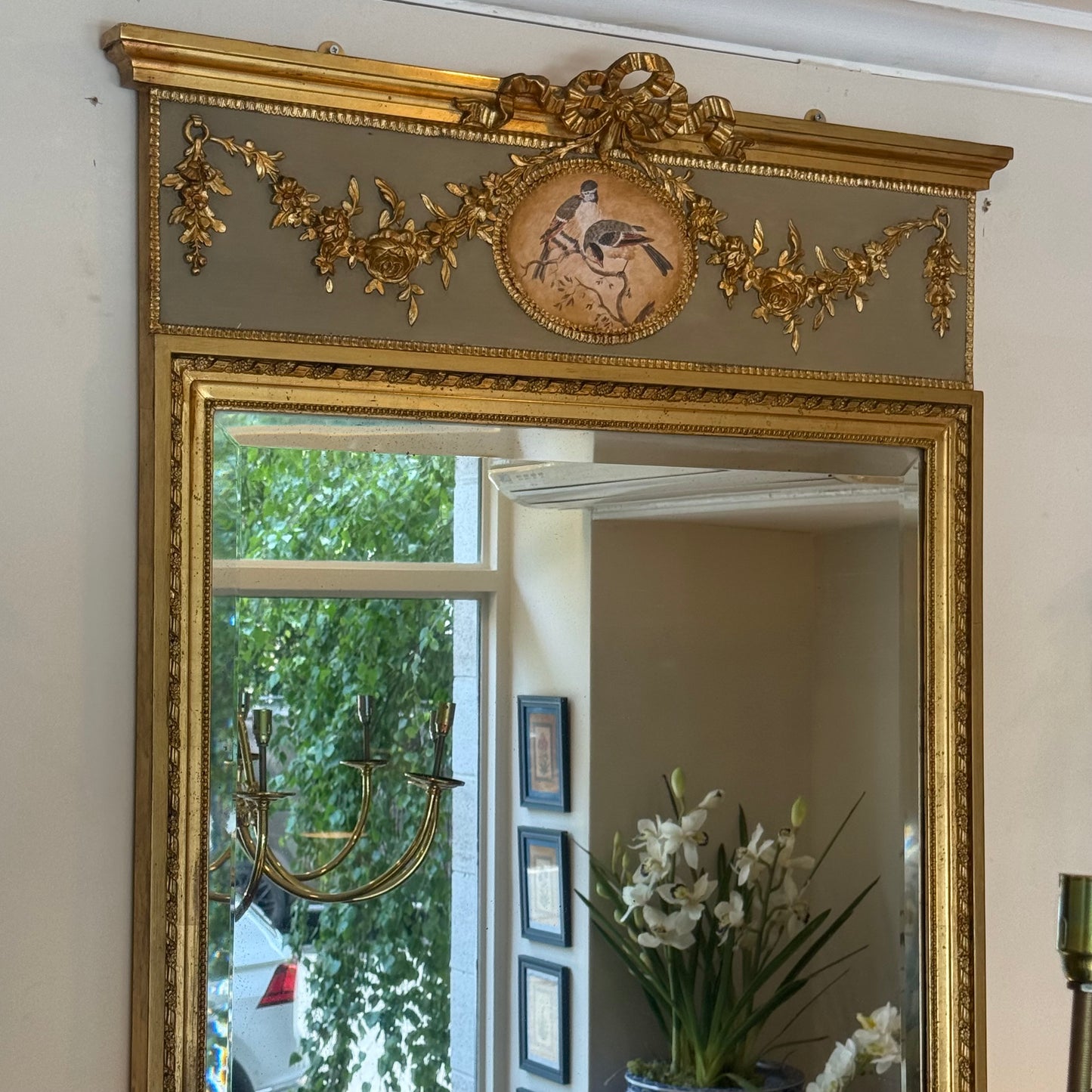 Antique Continental Painted & Gold Mirror