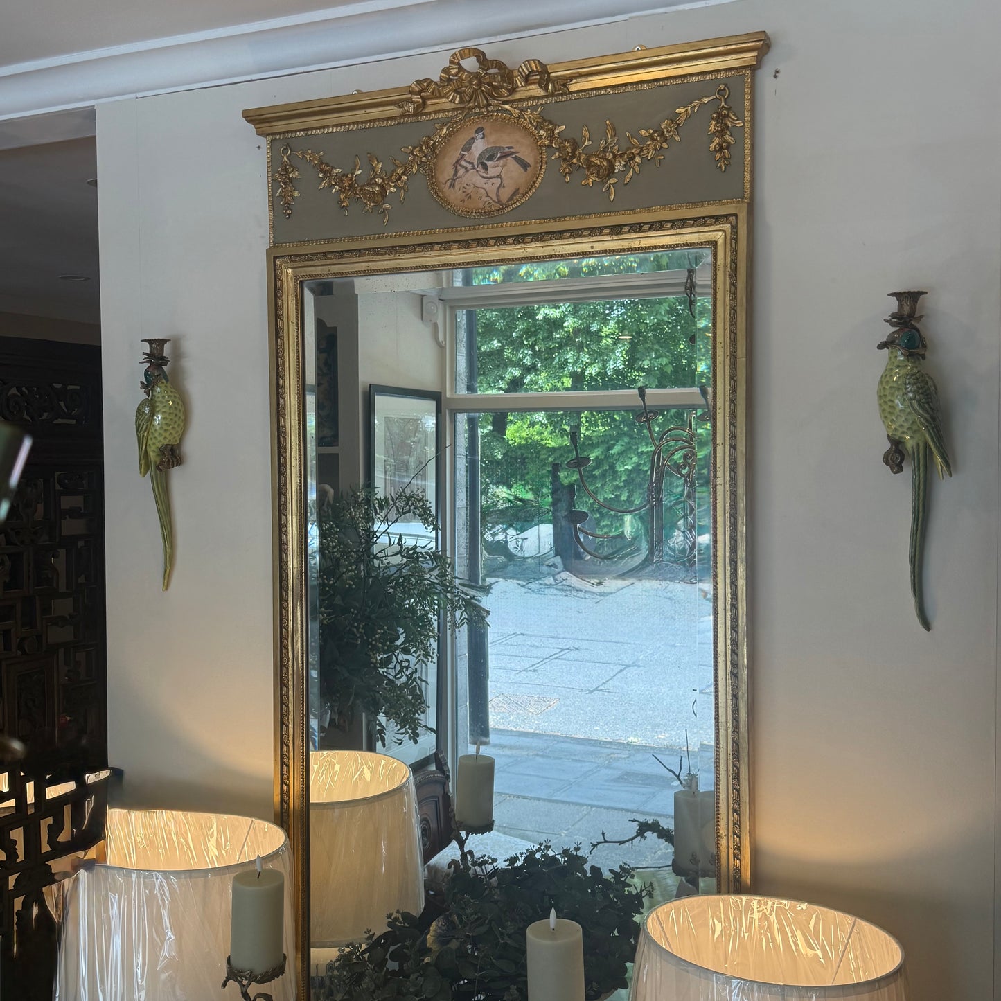 Antique Continental Painted & Gold Mirror