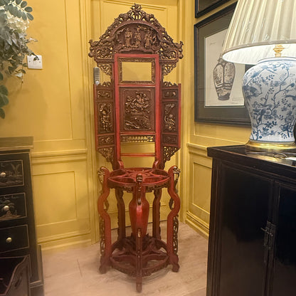 Antique Oriental Carved Umbrella & Stick Stand