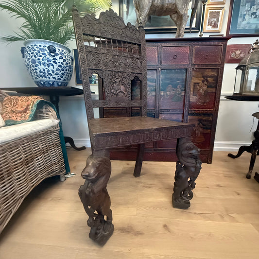 Highly Carved Anglo‑Indian Chair