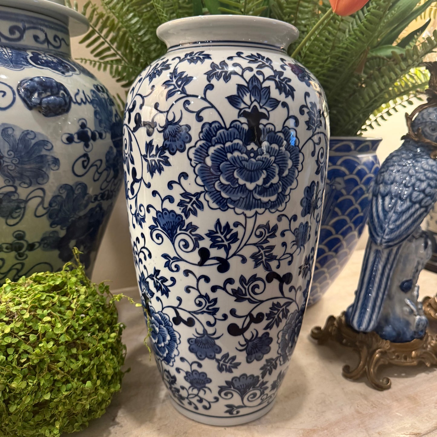 Grand Tour Blue & White Ceramic Vase