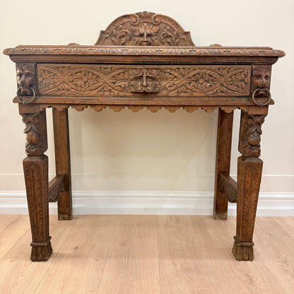 Antique Carved Oak “Green Man” Hall Console Table