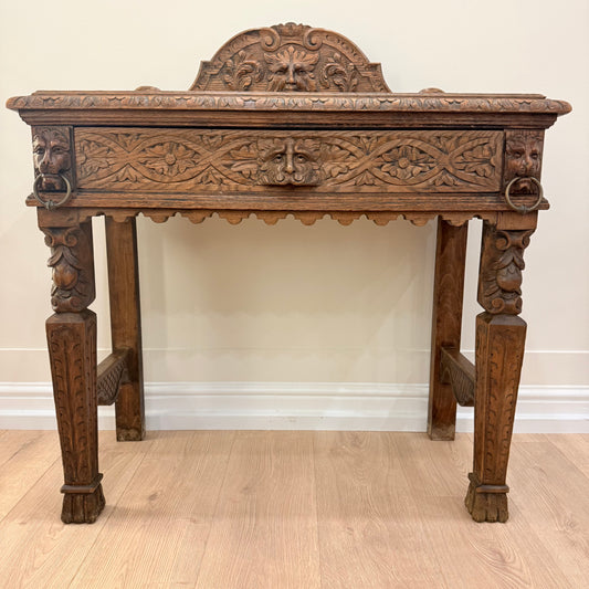 Antique Carved Oak “Green Man” Hall Console Table