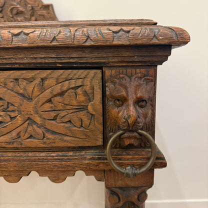 Antique Carved Oak “Green Man” Hall Console Table