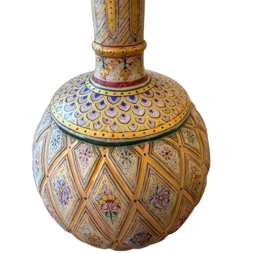 Mughal Design Hand Painted Marble Vase