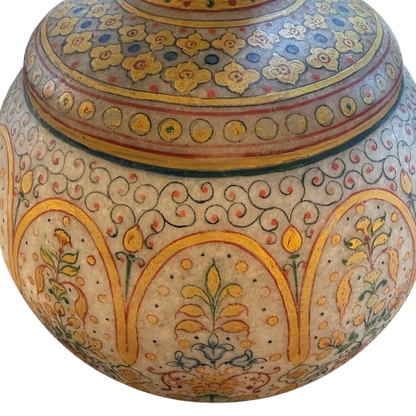Mughal Design Hand Painted Marble Vase