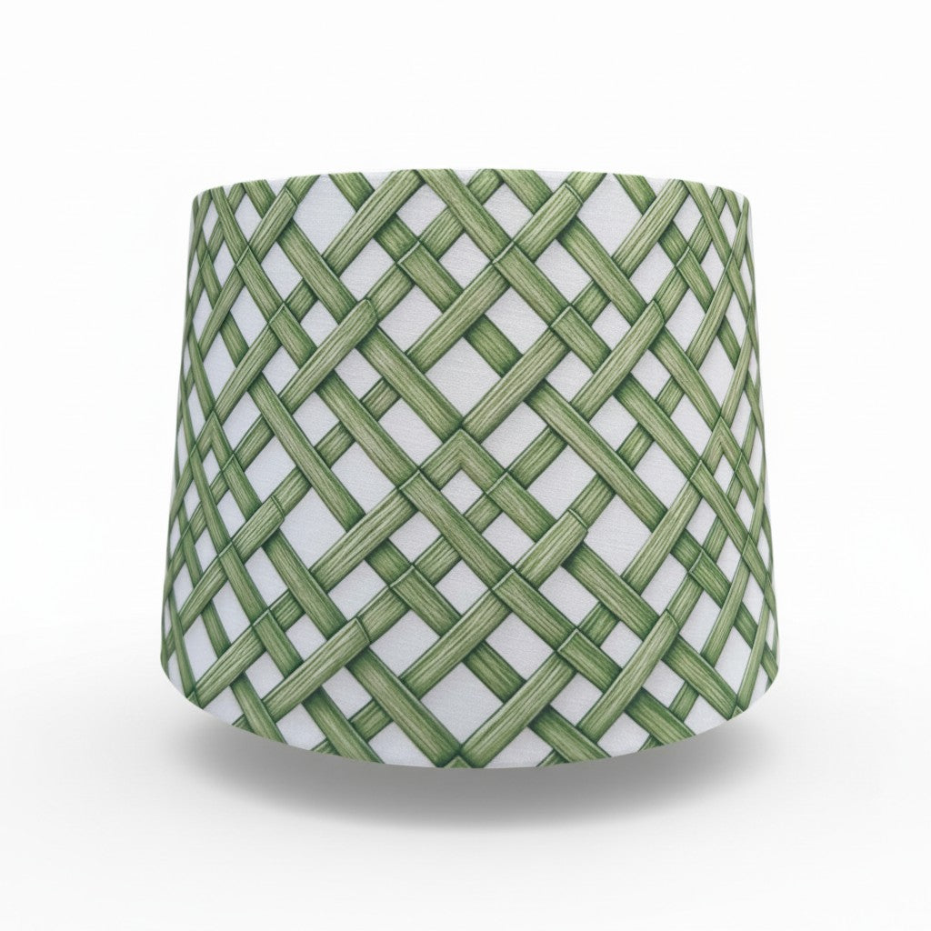 Green Bamboo Lattice Drum Shade 36 cm