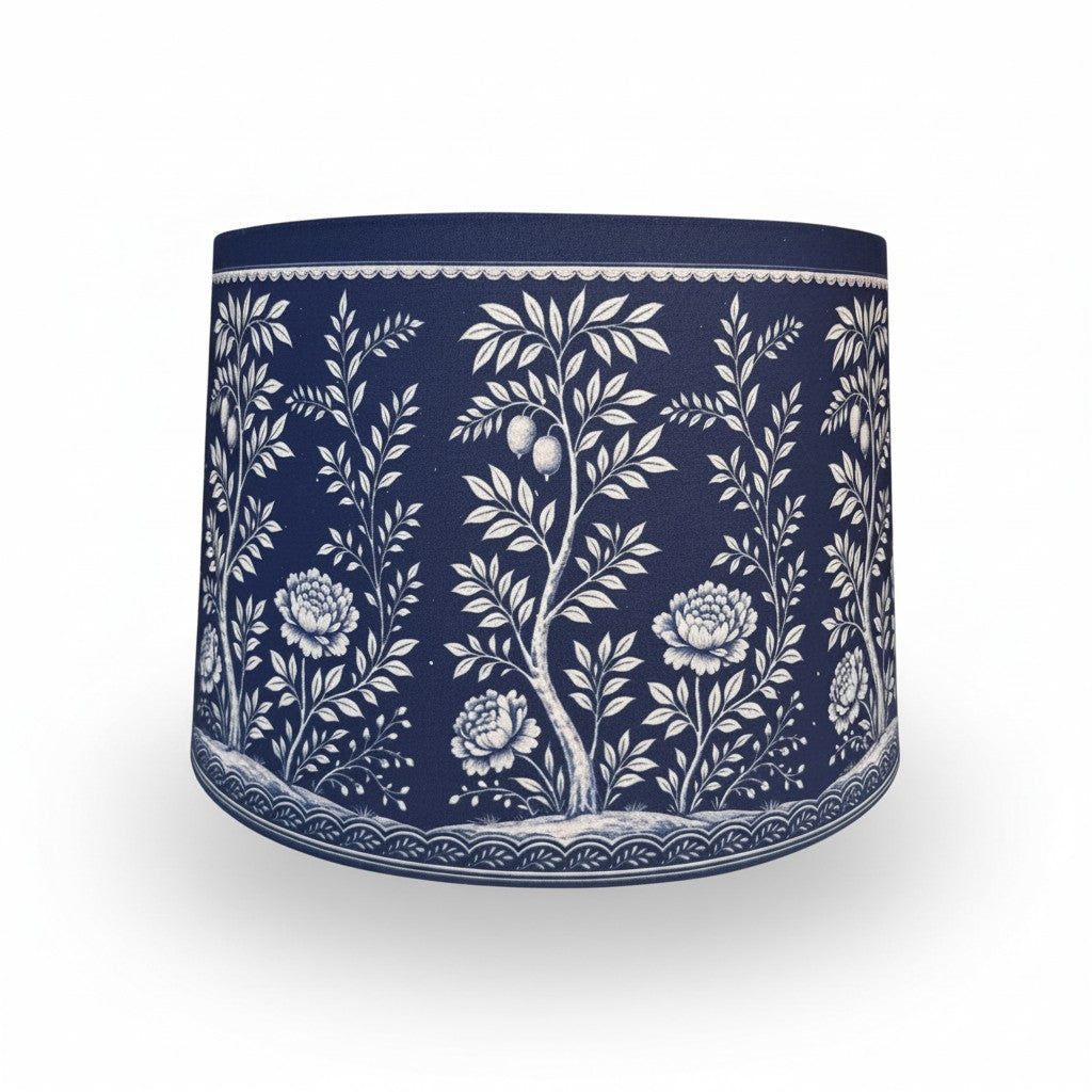 Blue Floral Drum Shade 41 cm