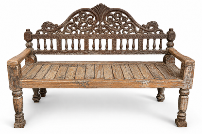 Carved Decorative Indian Bench